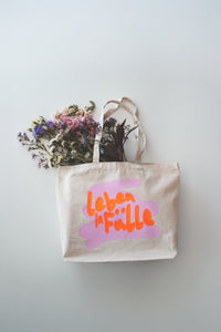 Canvas Tragetasche mit Neonprint "Leben in Fülle"