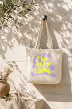 Lade das Bild in den Galerie-Viewer, Canvas Tragetasche mit Neonprint "The best is yet to come"
