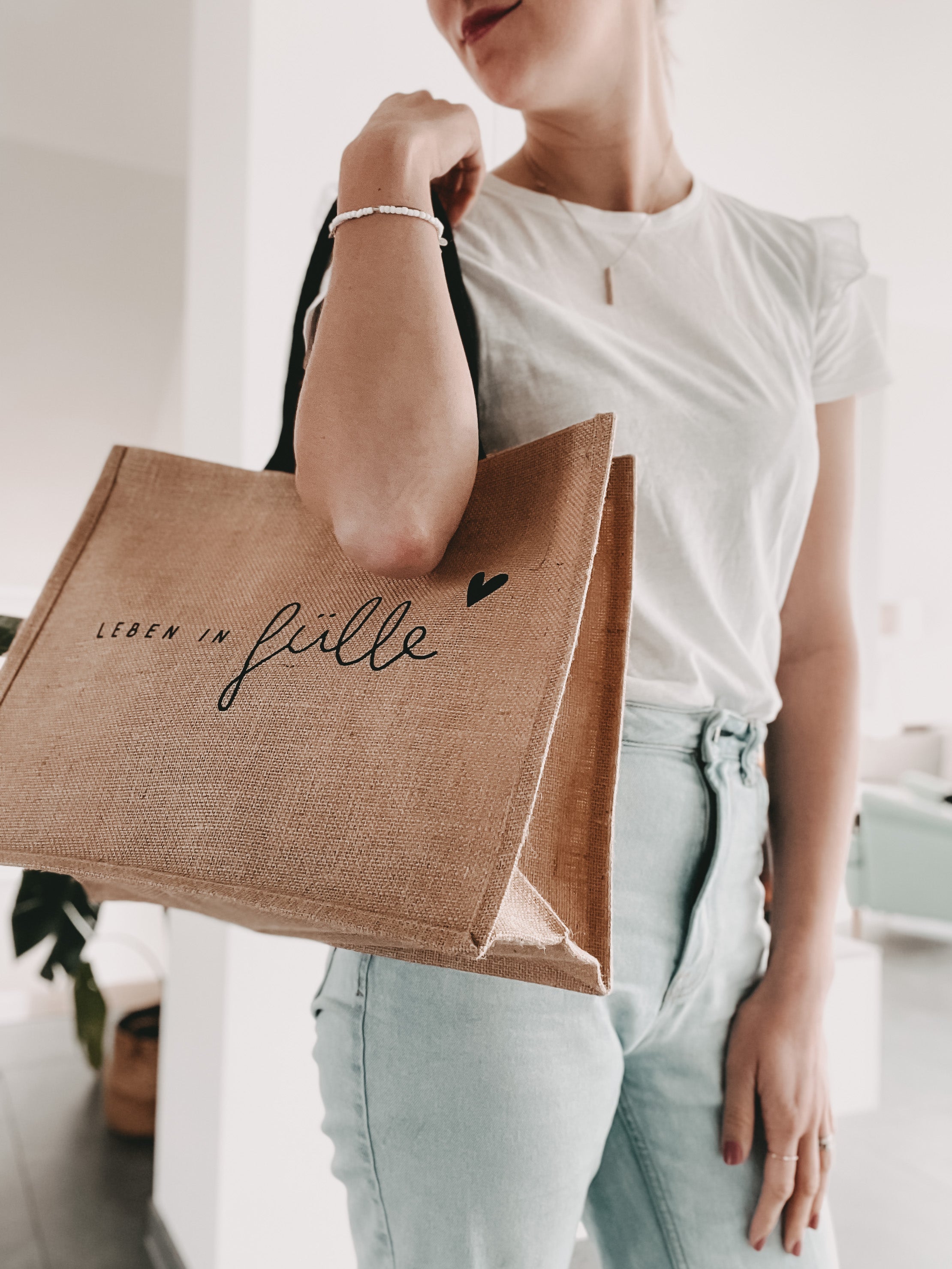 Jute Shopper Markttasche "Leben in Fülle"